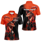 Maxcorners Custom Red Orange Dragon Flame Bowling Polo Shirts For Men, Bowling Tournament Shirt LM0210
