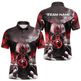 MaxcornersCustom Red Thunder Lightning Dragon Bowling Polo Shirts For Men, Team Uniform