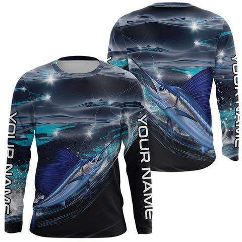 Maxcorners Custom Sailfish Fishing Saltwater Long Sleeve Performance Fishing Shirts LM0607