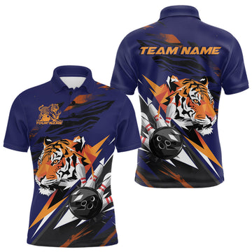 Maxcorners Custom Tiger Bowling Jerseys, Tiger Bowling Polo Team Shirts For Men LM1203