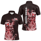 Maxcorners Custom Red Flame Smoke Skull Bowling Polo Shirts For Men, Halloween Bowling Outfit TU2107