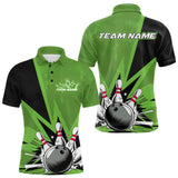 Maxcorners Custom Green Bowling Jerseys, Bowling Team Men Polo Shirts Bowling League Shirt LM3006