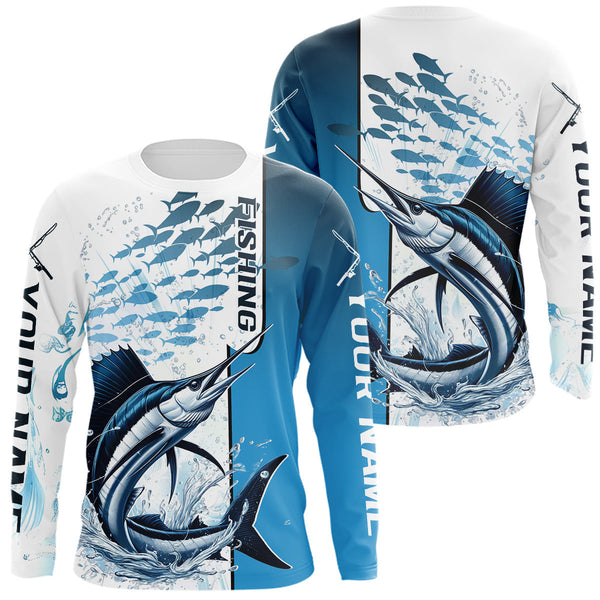 Maxcorners Personalized Sailfish Fishing Saltwater Long Sleeve Performance Fishing Shirts With Name LM0607