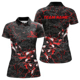Maxcorners Custom Black And Red Camo Bowling Team Polo Shirts For Men, Bowling League Shirt MT2306