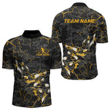 Maxcorners Custom Black And Yellow Camo Bowling Team Polo Shirts For Men, Bowling League Shirt MT2306