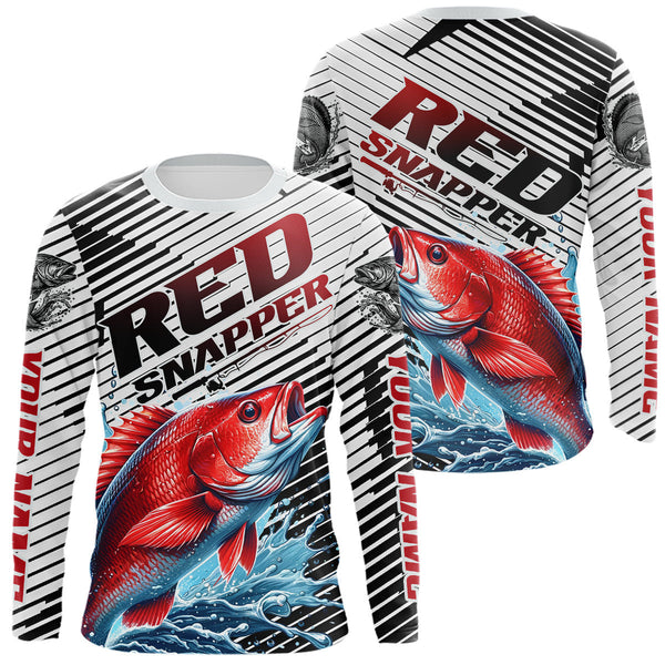 Maxcorners Custom Red Snapper Fishing Jerseys, Red Snapper Long Sleeve Performance Fishing Shirt LM0607