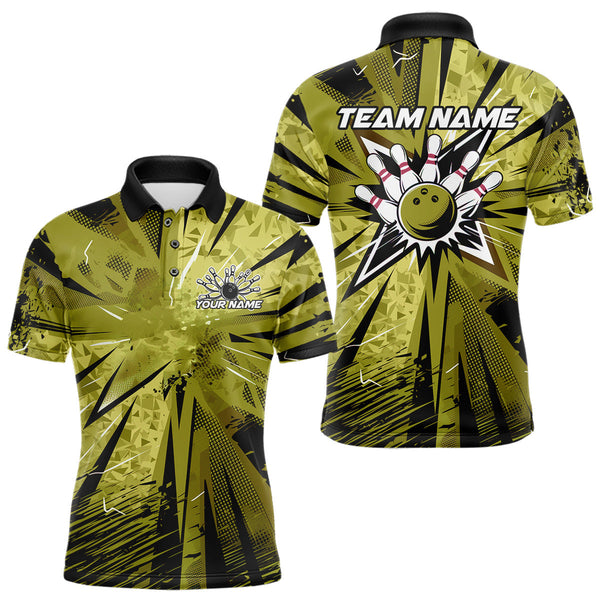 Maxcorners Custom Military Green Camouflage Bowling Team Polo Shirts For Men, Bowling League Shirt LM3006