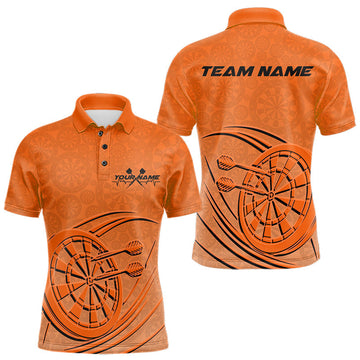 Maxcorners Custom Orange Darts Polo Shirts For Men, Orange Dartboard Dart Team Jerseys For Players LM1903