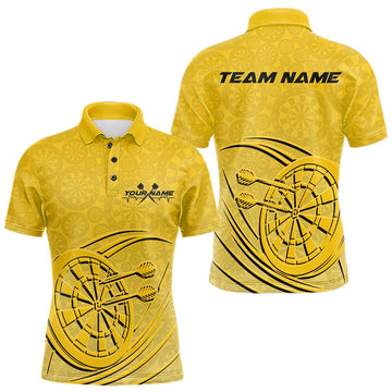 Maxcorners Custom Yellow Darts Polo Shirts For Men, Yellow Dartboard Dart Team Jerseys For Players LM1903