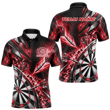 Maxcorners Custom Red Ice Crystal Dart Men Polo Shirt, Dart Team Jersey Matching Outfit