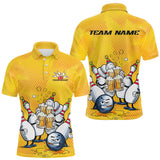 Maxcorners Custom Funny Bowling And Beer Men Polo Shirts, Bowling Ball And Pins Party Jerseys LM1109