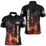 Maxcorners Custom Smoke Flame Dragon Bowling Polo Shirt For Men, Dragon Bowling Team Jerseys LM2509