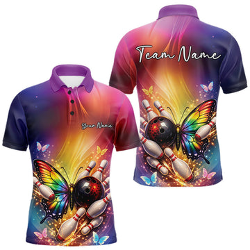 Maxcorners Flame Wolf Bowling Jersey for Men Bowling Uniform Polo &1/4 Zip Custom Bowling Team Shirts