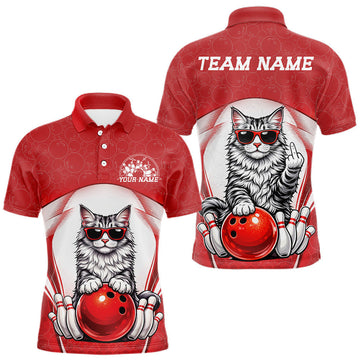Maxcorners Custom Patchwork Quilt Style Bowling Men Polo Shirt, Polka Dots Bowling Jerseys