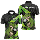 Maxcorners Custom Funny Green Bowling Dinosaur Bowling Men Polo Shirt, Bowling Team Shirt TU2309