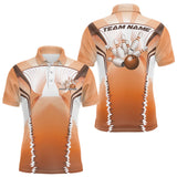 Maxcorners Custom Orange Bowling Team Jerseys, Bowling Uniform Bowling League Polo Shirts For Men LM2509