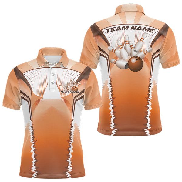 Maxcorners Custom Orange Bowling Team Jerseys, Bowling Uniform Bowling League Polo Shirts For Men LM2509