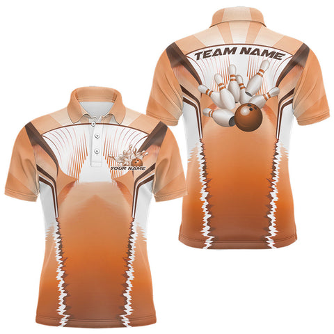 Maxcorners Custom Orange Bowling Team Jerseys, Bowling Uniform Bowling League Polo Shirts For Men LM2509