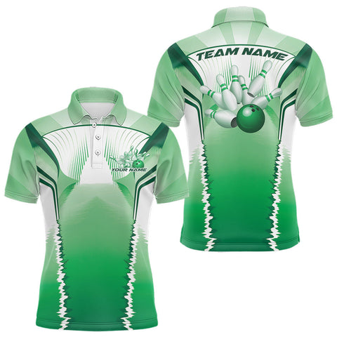 Maxcorners Custom Green Bowling Team Jerseys, Bowling Uniform Bowling League Polo Shirts For Men LM2509