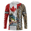 Maxcorners Bass Fishing Canada Flag Customize Name UV protection long sleeves fishing shirt LM0201