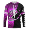 Maxcorners Bass Fishing tattoo pink galaxy black Custom name performance UV protection long sleeve fishing shirts LM0201