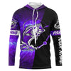 Maxcorners Bass Fishing tattoo purple galaxy black Custom performance UV protection long sleeve fishing shirts LM0201