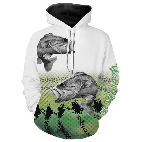 Maxcorners Largemouth Bass Fishing Customize Name 3D All Over Printed Hoodie