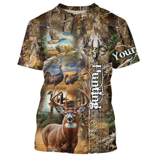 Maxcorners Deer Hunting Camo Customize Name 3D All Over Printed Shirts Personalized gift For Hunting Lover LM2608