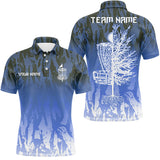 Maxcorners Disc golf basket blue camo Men disc golf polo shirts custom disc golf jerseys team shirts for men MT0510