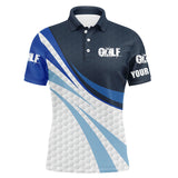 Maxcorner Customized Name Blue And White Golf Balls 3D Polo Shirt