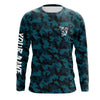 Maxcorners Custom Bass Fishing Jerseys, Personalized Bass fishing blue camouflage fishing Long sleeve shirts LM0201