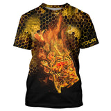 Maxcorners Flaming Fire Fishing Customize Name 3D Shirt