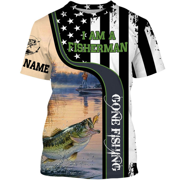 Maxcorners I Am A Fisherman Largemouth Bass Fishing Customize Name 3D Shirts