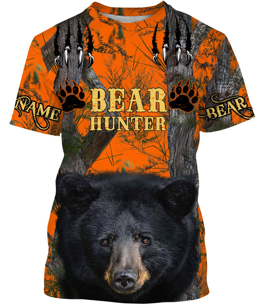 Maxcorners Black Bear Hunting Customize Name 3D Shirts