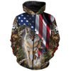 Maxcorners American Flag Coyote Hunting Predator Camouflage Custom Name Shirt 3D All Over Printed Clothes