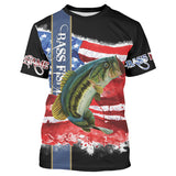 Maxcorners Beautiful Bass Fishing American Flag Patriotic Customize Name 3D Shirts