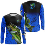 MaxCorners Blue Largemouth Bass Fishing Jerseys Customized Name 3D Long Sleeve Shirt