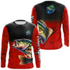 Maxcorners Custom red Largemouth Bass Fishing Jerseys, personalized bass fishing tournament Long sleeve shirt LM0201