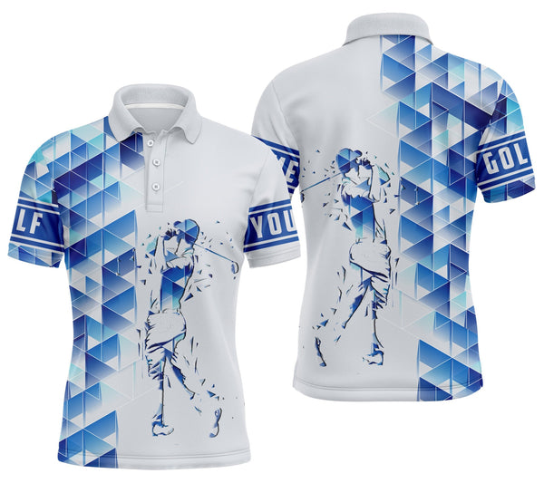 Maxcorner Customized Name Blue Camo Golf 3D Polo Shirt