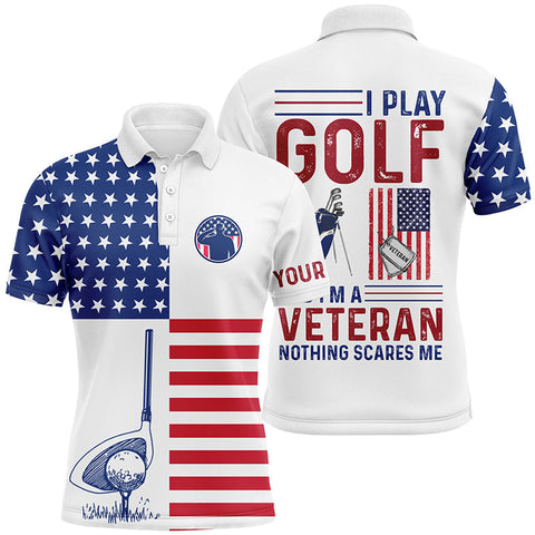 Maxcorner Customized Name American Flag Golf 3D Polo Shirt