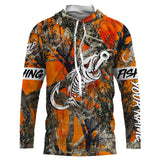 Maxcorners Orange Camo Fishing Customize Name 3D Shirts