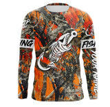 Maxcorners Orange Camo Fishing Customize Name 3D Shirts