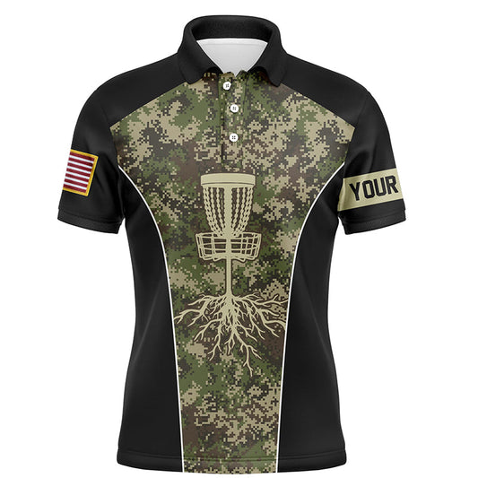 Maxcorners Mens disc golf polo shirts custom Disc Golf Basket Tree Camouflage, personalized disc golf gifts MT0510