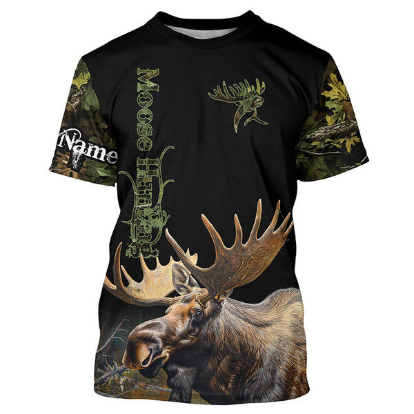 Maxcorners Moose Hunting Green Camo 3D All Over print shirts personalized hunting apparel LM2608