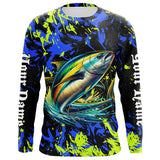 Maxcorners Tuna fishing green blue camo Custom UV protection performance long sleeve fishing shirt jerseys LM2408