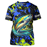 Maxcorners Tuna fishing green blue camo Custom UV protection performance long sleeve fishing shirt jerseys LM2408