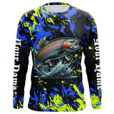 Maxcorners Rainbow trout fishing green blue camo Custom UV protection performance long sleeve fishing jerseys MT2108