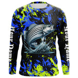 Maxcorners Striped bass fishing green blue camo Custom UV protection performance long sleeve fishing jerseys MT2108