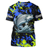 Maxcorners Striped bass fishing green blue camo Custom UV protection performance long sleeve fishing jerseys MT2108
