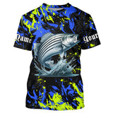 Maxcorners Striped bass fishing green blue camo Custom UV protection performance long sleeve fishing jerseys MT2108